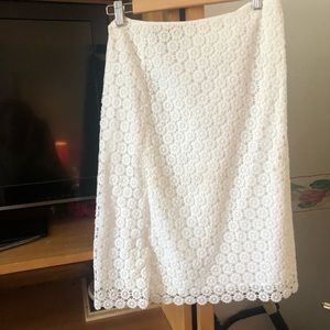 Ann Taylor Crochet Lace White Skirt